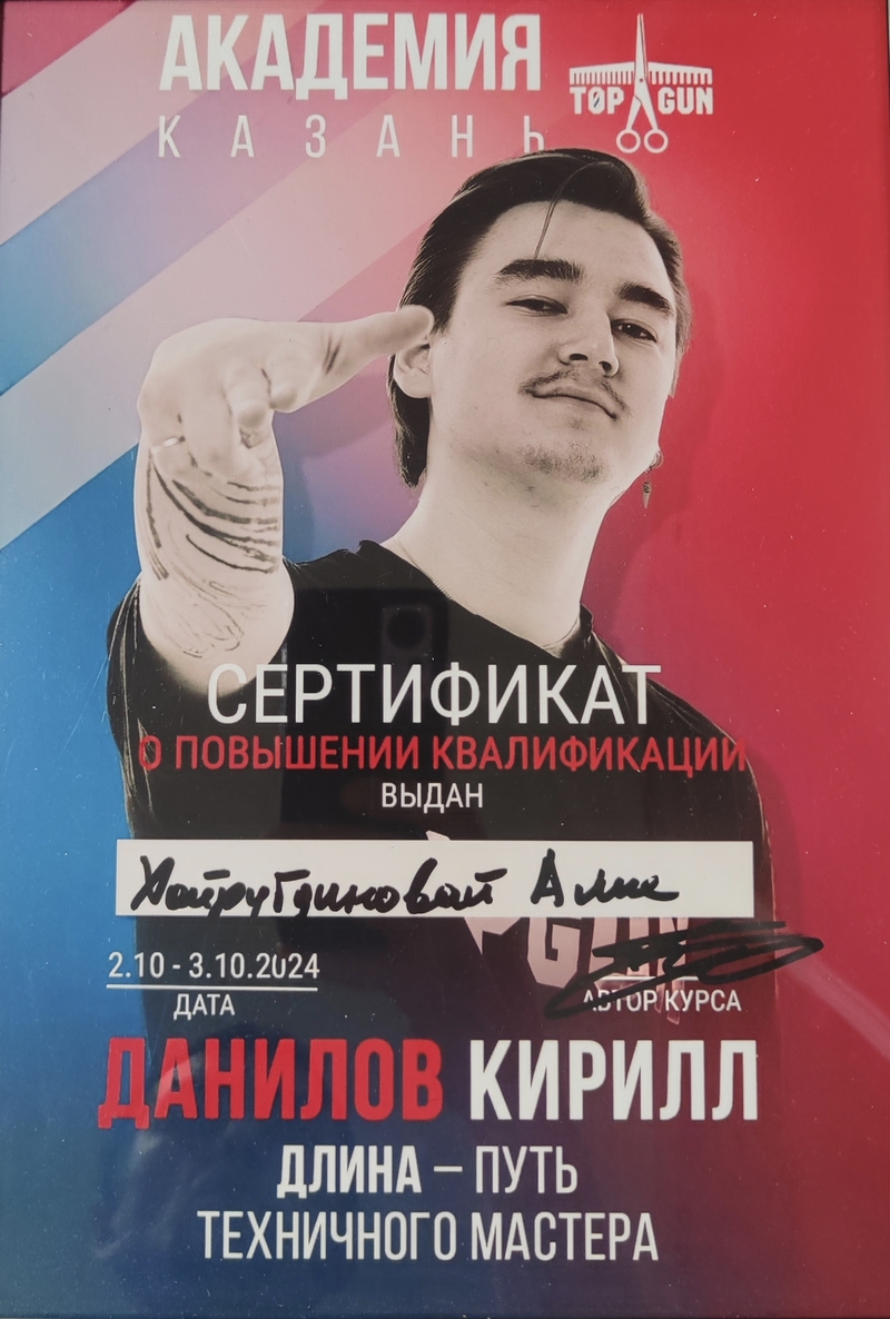Сертификат Академии TOPGUN Казань, курс Данилова Кирилла, 2024